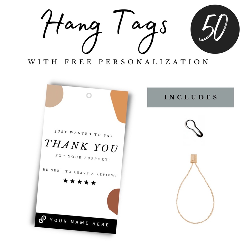 50 Custom Hang Tags - Seller Supplies - Poshmark Packaging - 2 x 3.5 in
